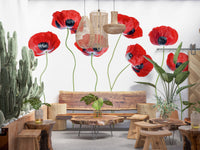 A serene poppy field wall mural for your decor.

