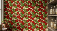 Red Strawberry Forest Wallpaper for pantry