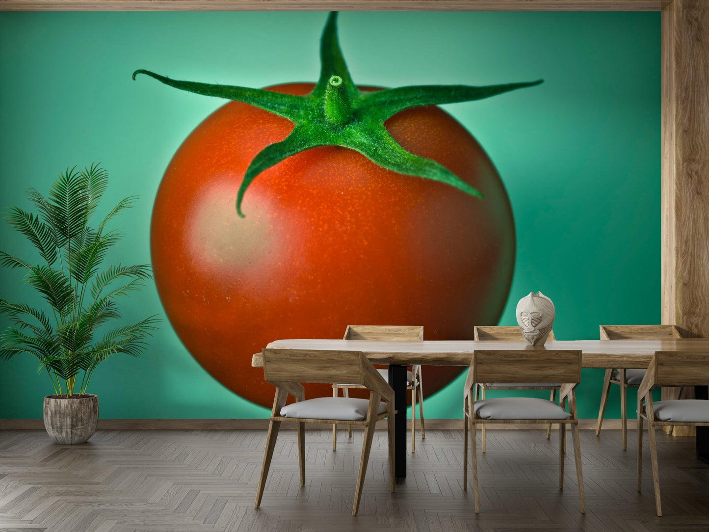 Fresh red tomatoes wall mural with a rustic touch


