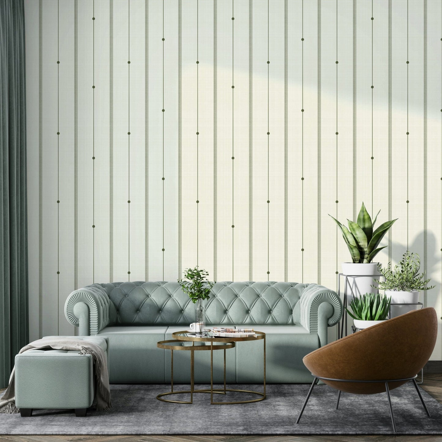 Subtle olive and buttercream wallpaper for modern interiors

