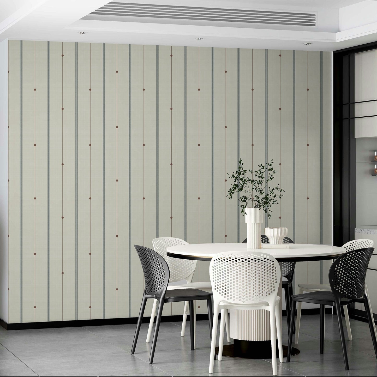 Subtle neutral stripes for a clean, classic wallpaper look

