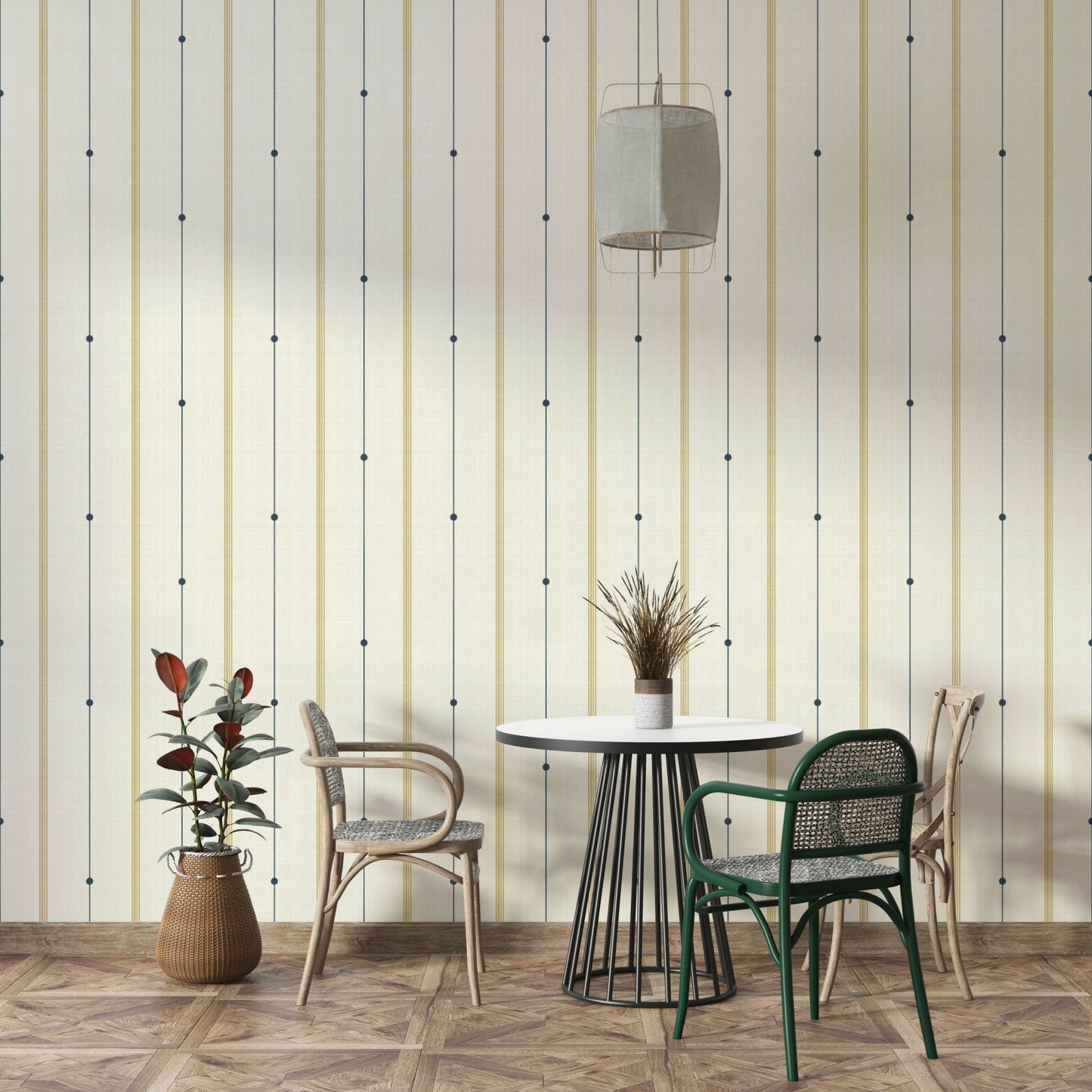 Country style wallpaper with soft, minimalist stripes


