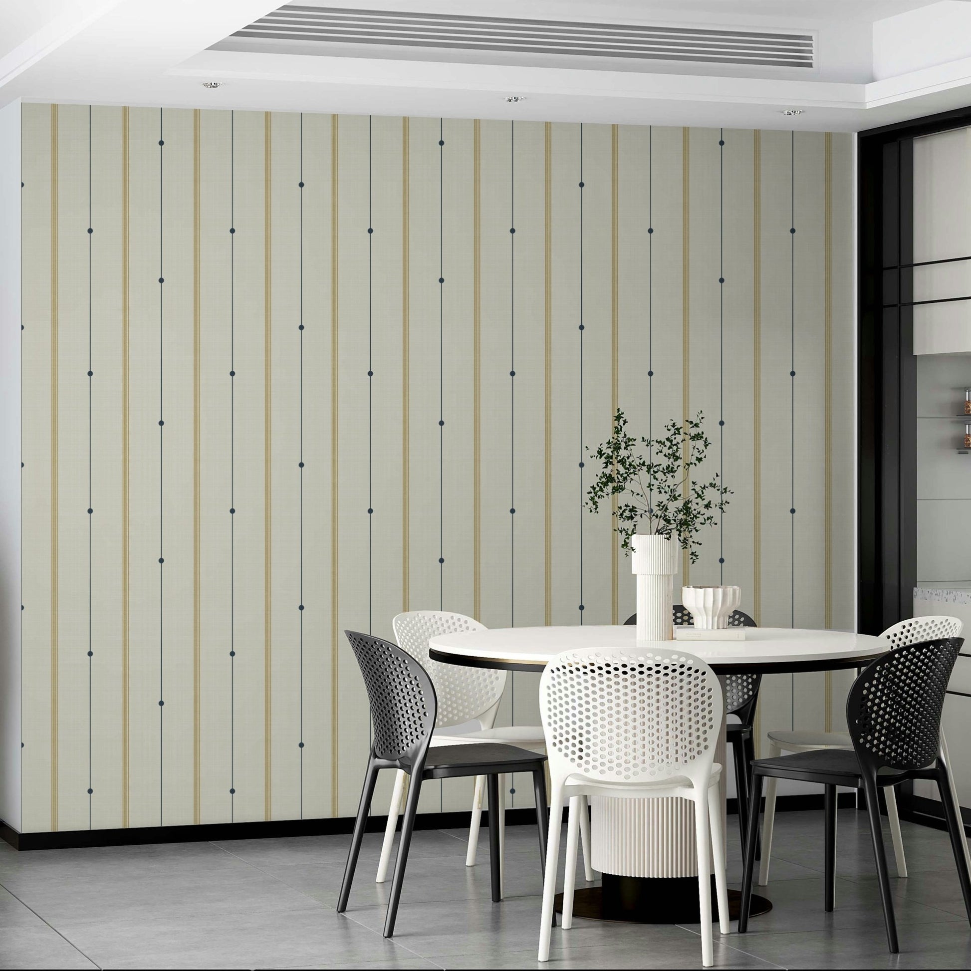 Country-inspired wallpaper with soft, earthy stripes

