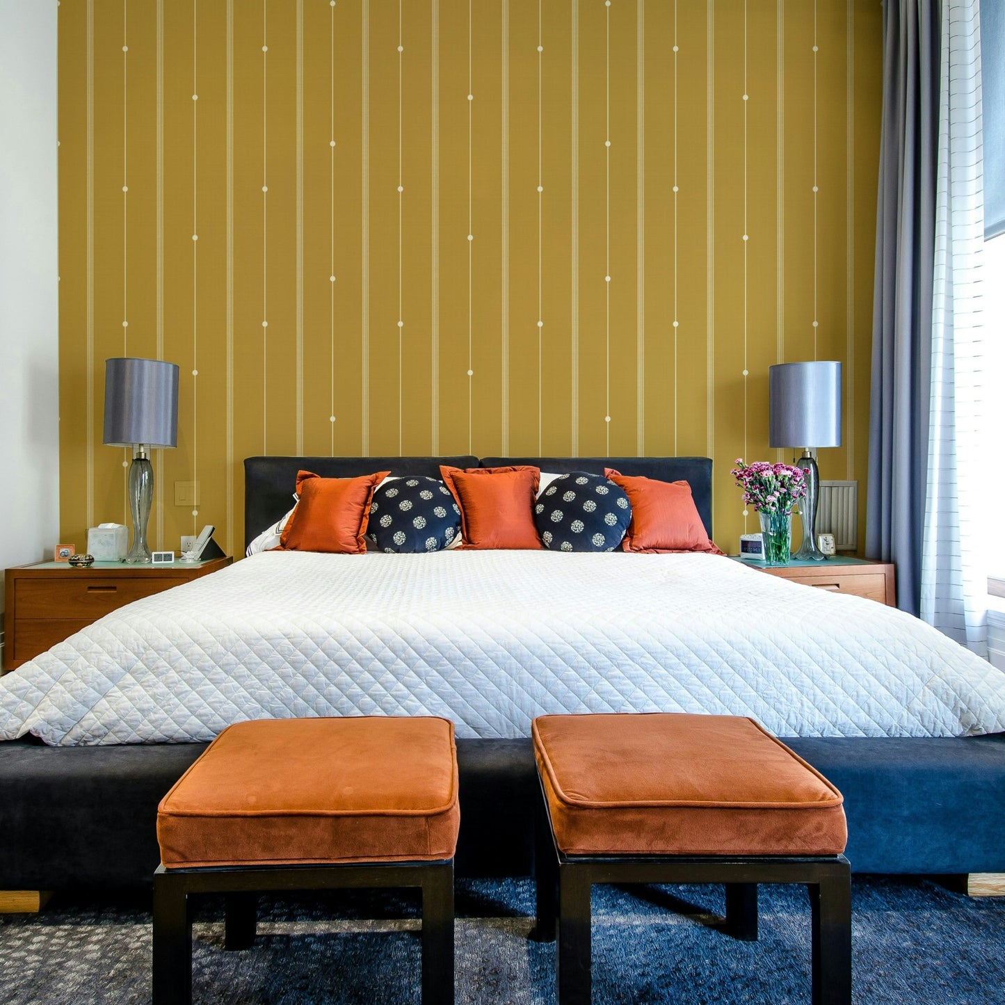 Minimalist mustard stripes creating a vibrant atmosphere


