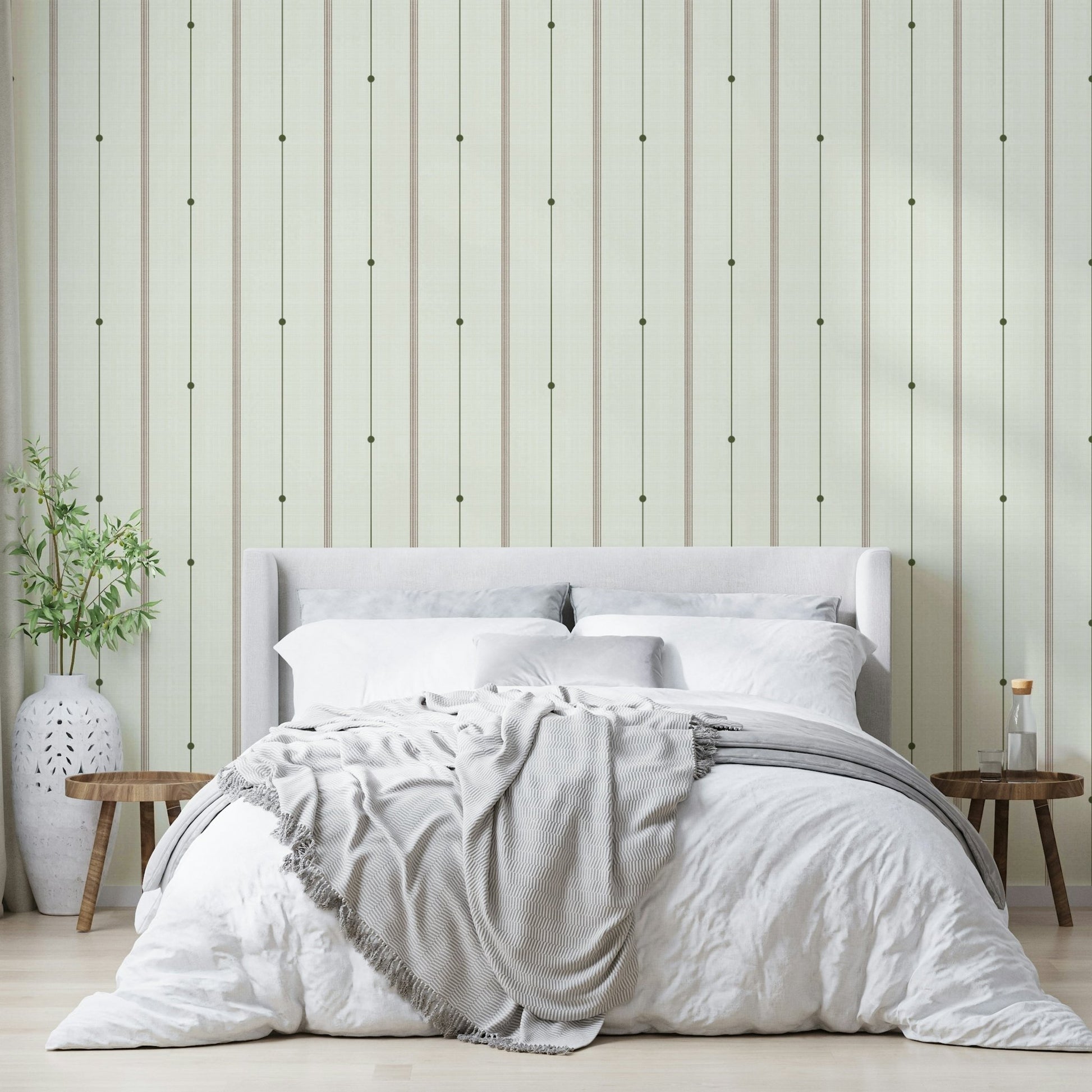 Rustic-inspired striped wallpaper for bedrooms and kitchens

