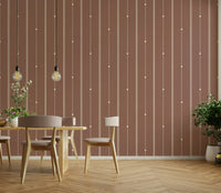 Muted sienna hues and soft stripes in refined wallpaper design

