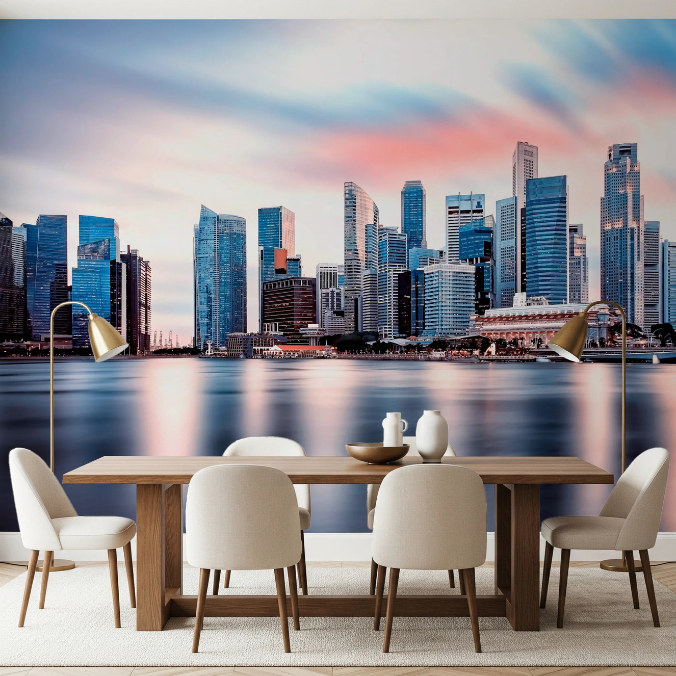 Reflective Metropolis Wall Mural
