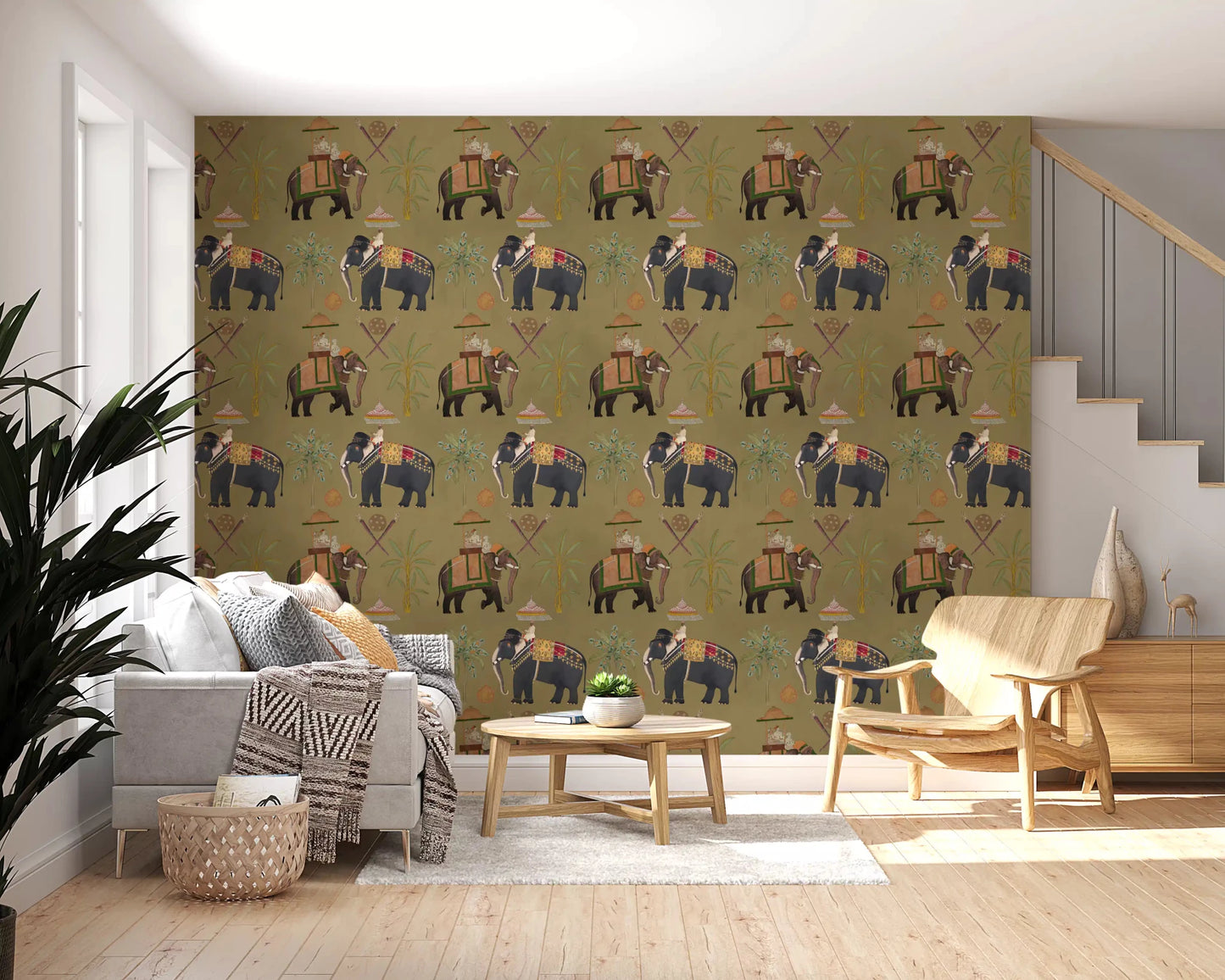 Majestic elephants on the Regal Elephant Journeys Wall Mural.