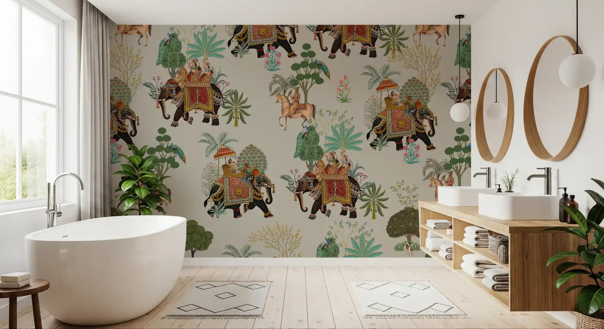Regal Elephant Parade wall mural adds character to Bathroom space