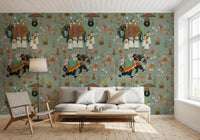 Sophisticated wall decor showcasing Regal Elephant Procession Wall Mural art.