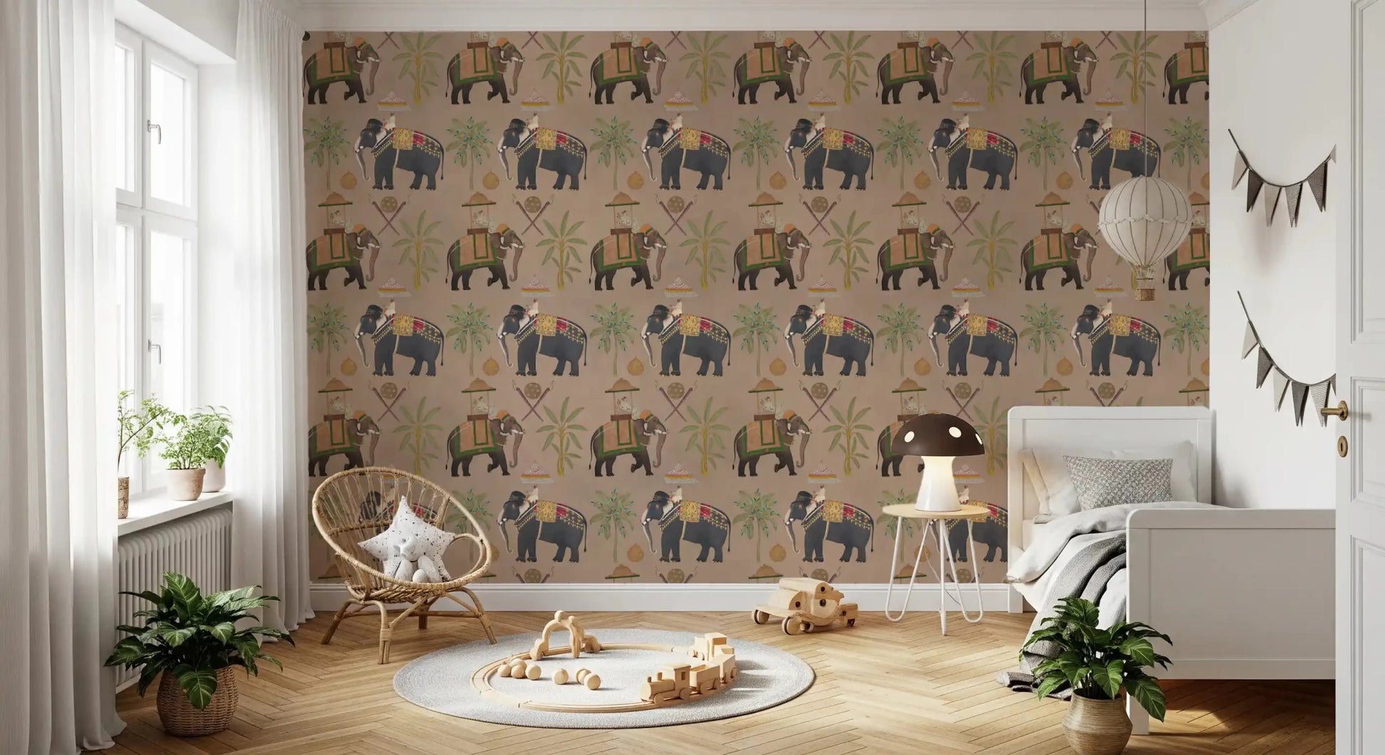 Earthy tones of the Regal Elephant Wall Mural for modern walls.