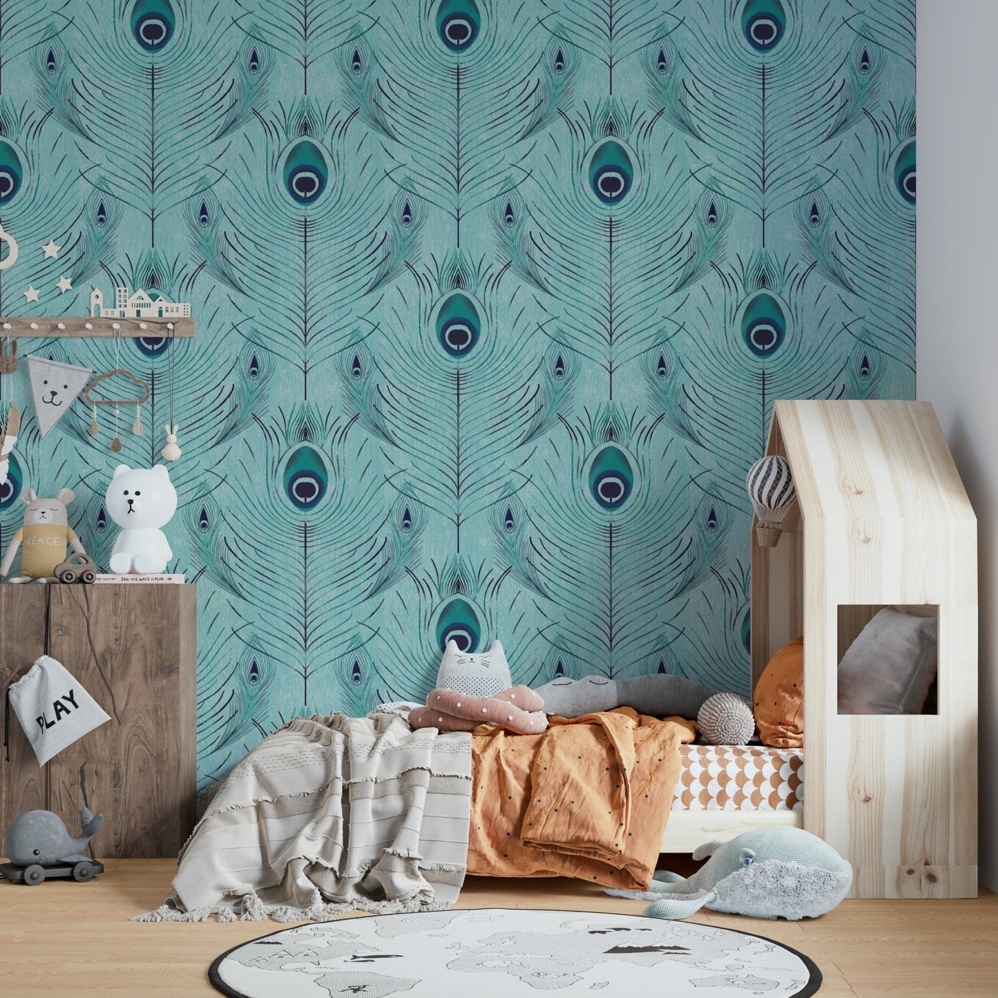 Statement wall peacock design

