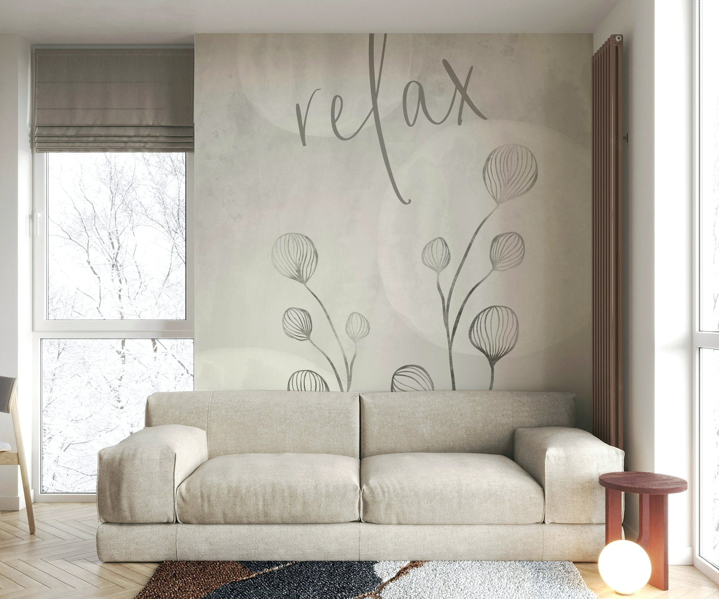Soft matte finish mural in beige and clay hues

