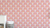 Pink rainbow wallpaper for kids' room