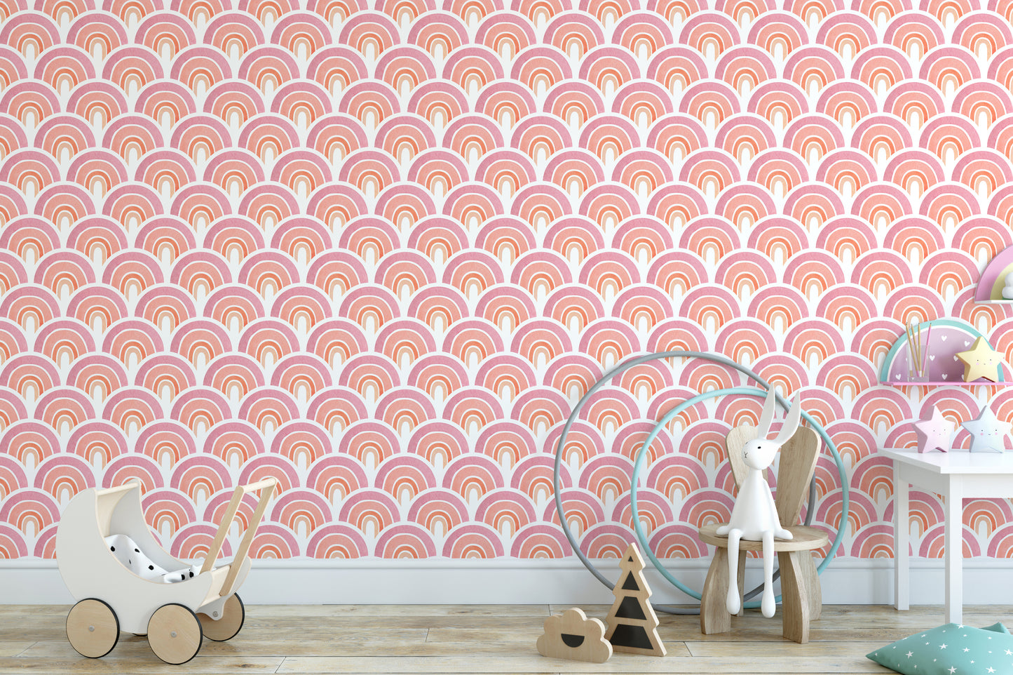 Removable rainbow wallpaper with charm