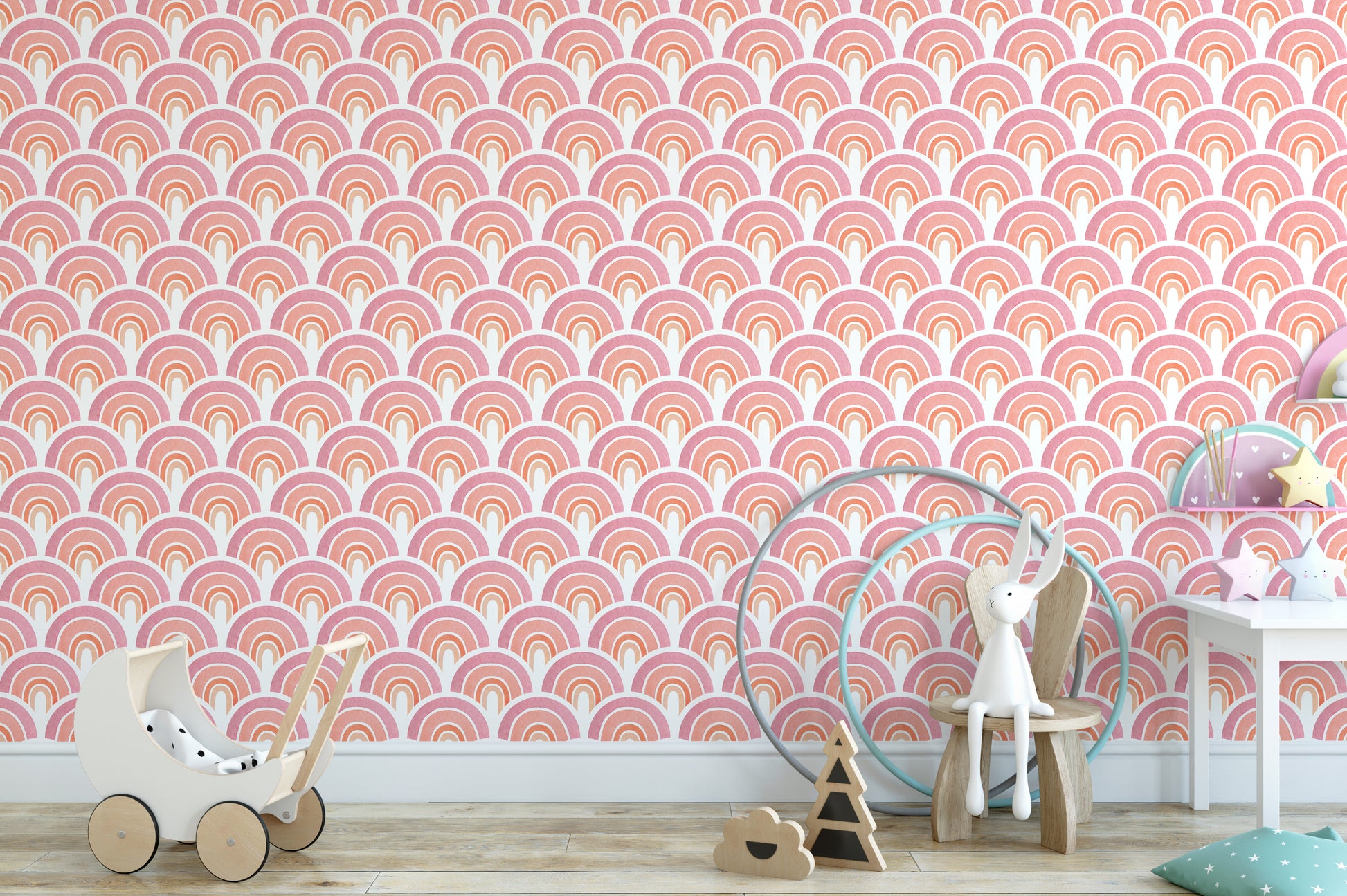 Removable rainbow wallpaper with charm