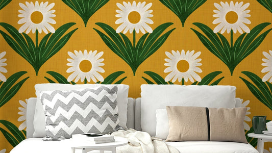 The design has a strong 1970s "flower power" aesthetic.
