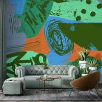 A calming water movement wallpaper mural that defines a space.


