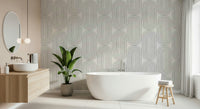 Vertical line Arch pattern, retro wallpaper for walls, trending home decor look.