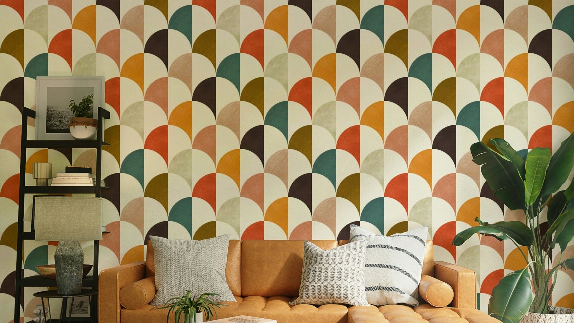 The colors are a classic retro palette, including oranges, yellows, and browns.

