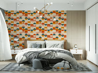 Designer Balance Act print: artistic semicircles and blocks, captivating visual harmony.
