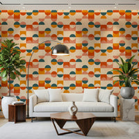Modernist Balance Act wallpaper for walls: vibrant, balanced composition, interior style.