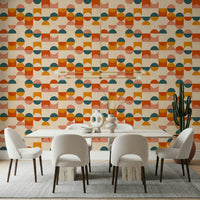 Stylish Balance Act mural: interlocking geometric shapes in cheerful, artistic hues.