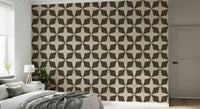 Abstract petal motif wallpaper in earthy taupe tones