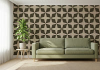Modern vintage bloom repeat wallpaper in brown hues