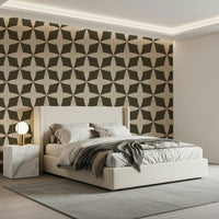 Classic 70s style bloom wallpaper in mocha shades
