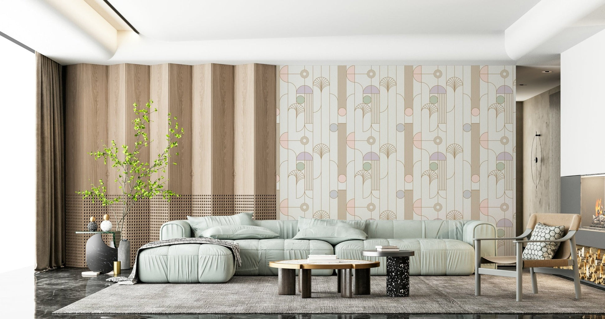 Retro Chic Art Deco Wallpaper⁠