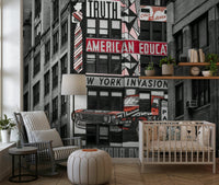 Retro City Murals artwork, classic automobile graphic, ideal wallpaper for walls.