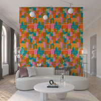City Lights By Day Sunny Rainbow Brights wallpaper in office, bold geometric buildings