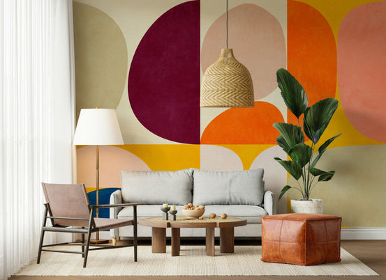 A beautiful abstract curved canvas wallpaper mural with subtle texture.