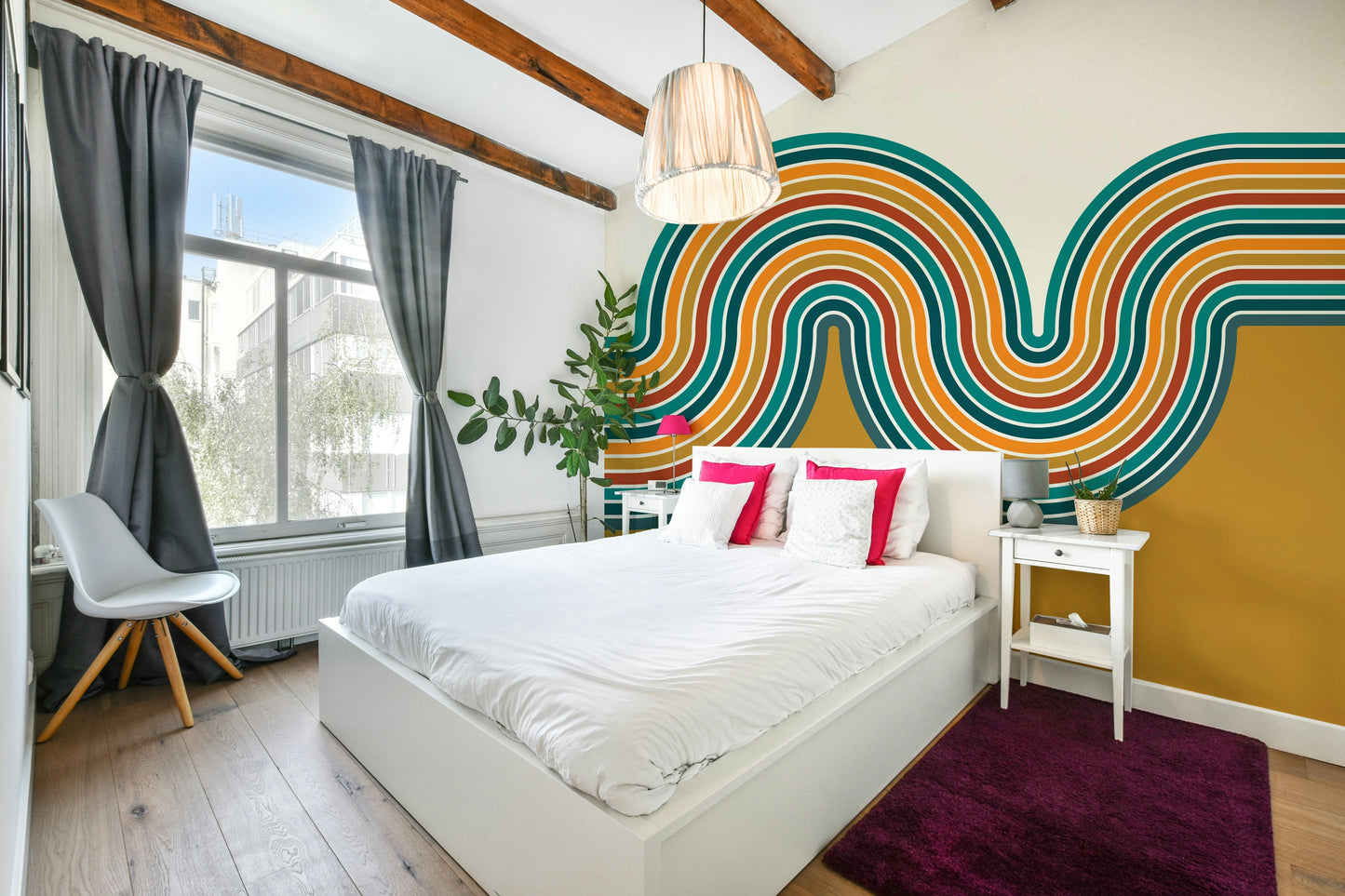 Retro Curvy Lines 2 Wall Mural