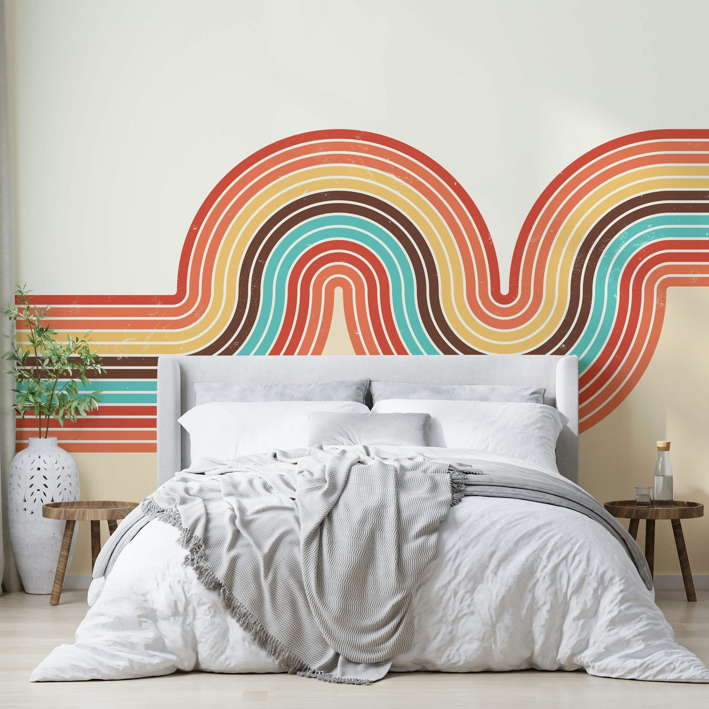 Retro Curvy Lines 3 Wall Mural