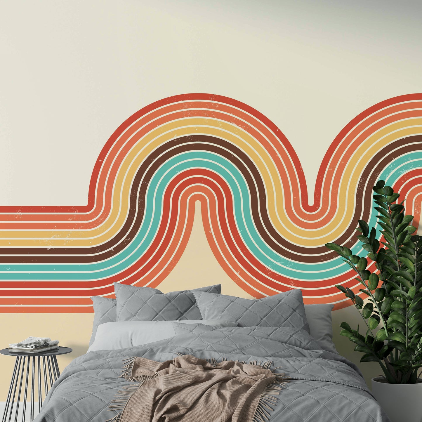 Retro Curvy Lines 3 Wall Mural