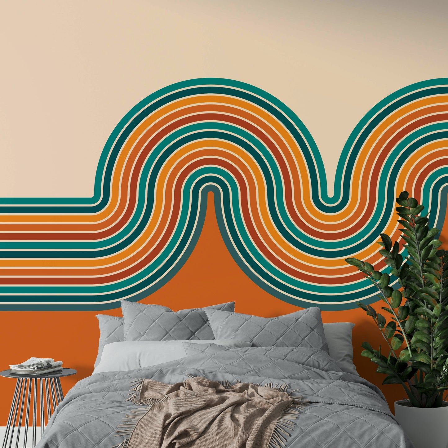 Retro Curvy Lines Wall Mural