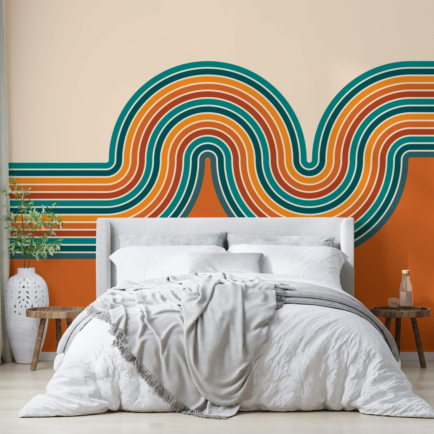 Retro Curvy Lines Wall Mural