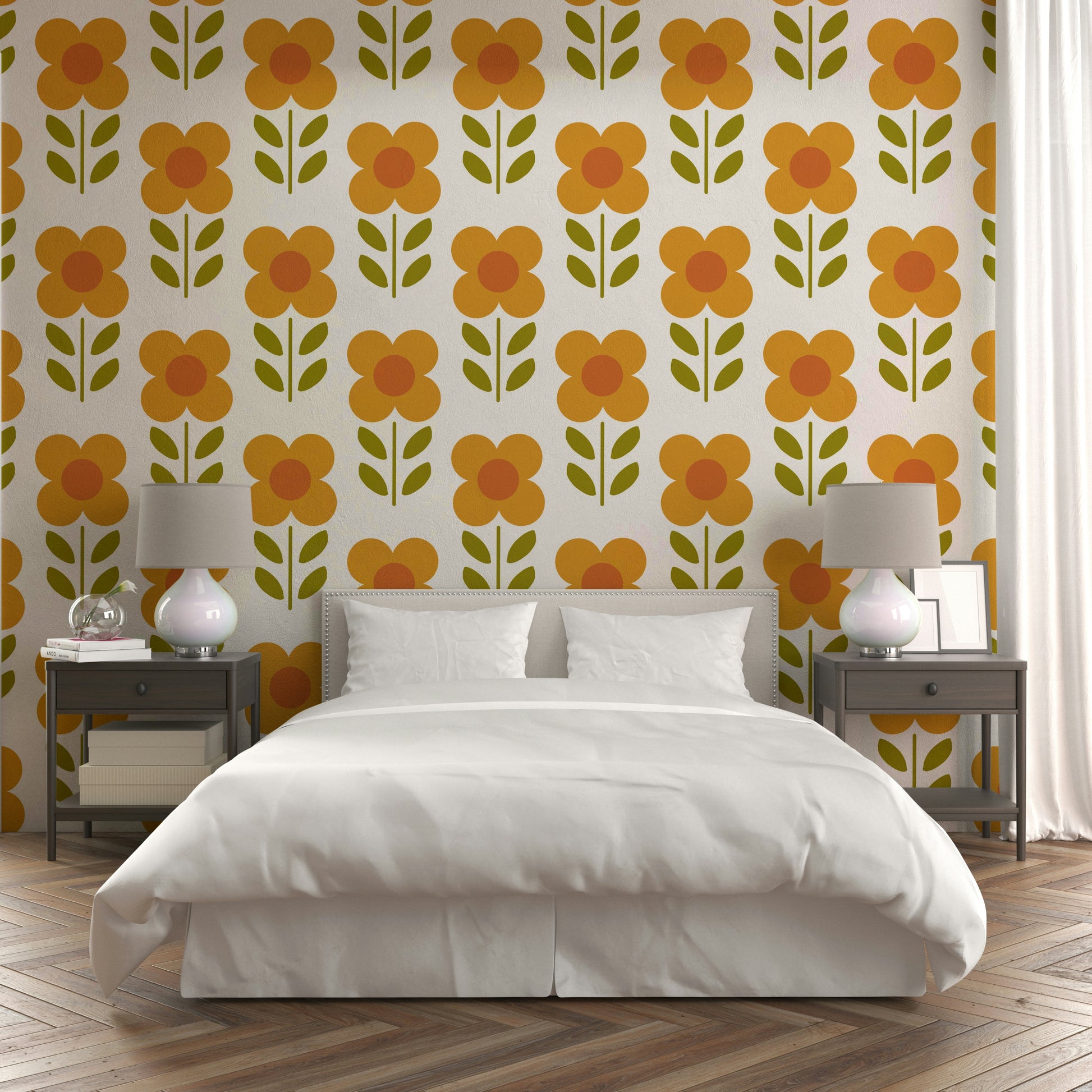 Funky flower design wallpaper for walls

