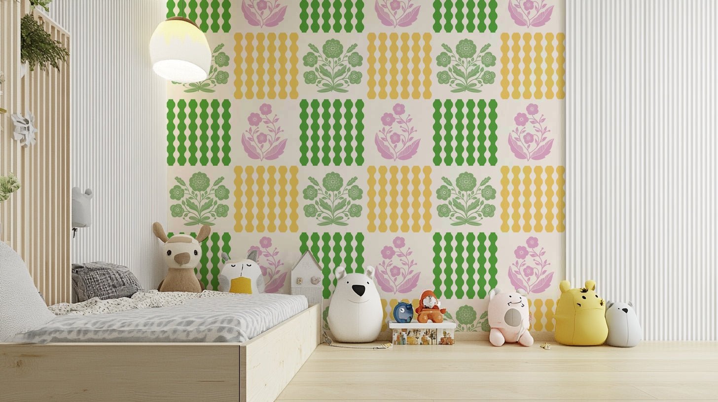 Harmonious blend of cheerful yet muted colors.

