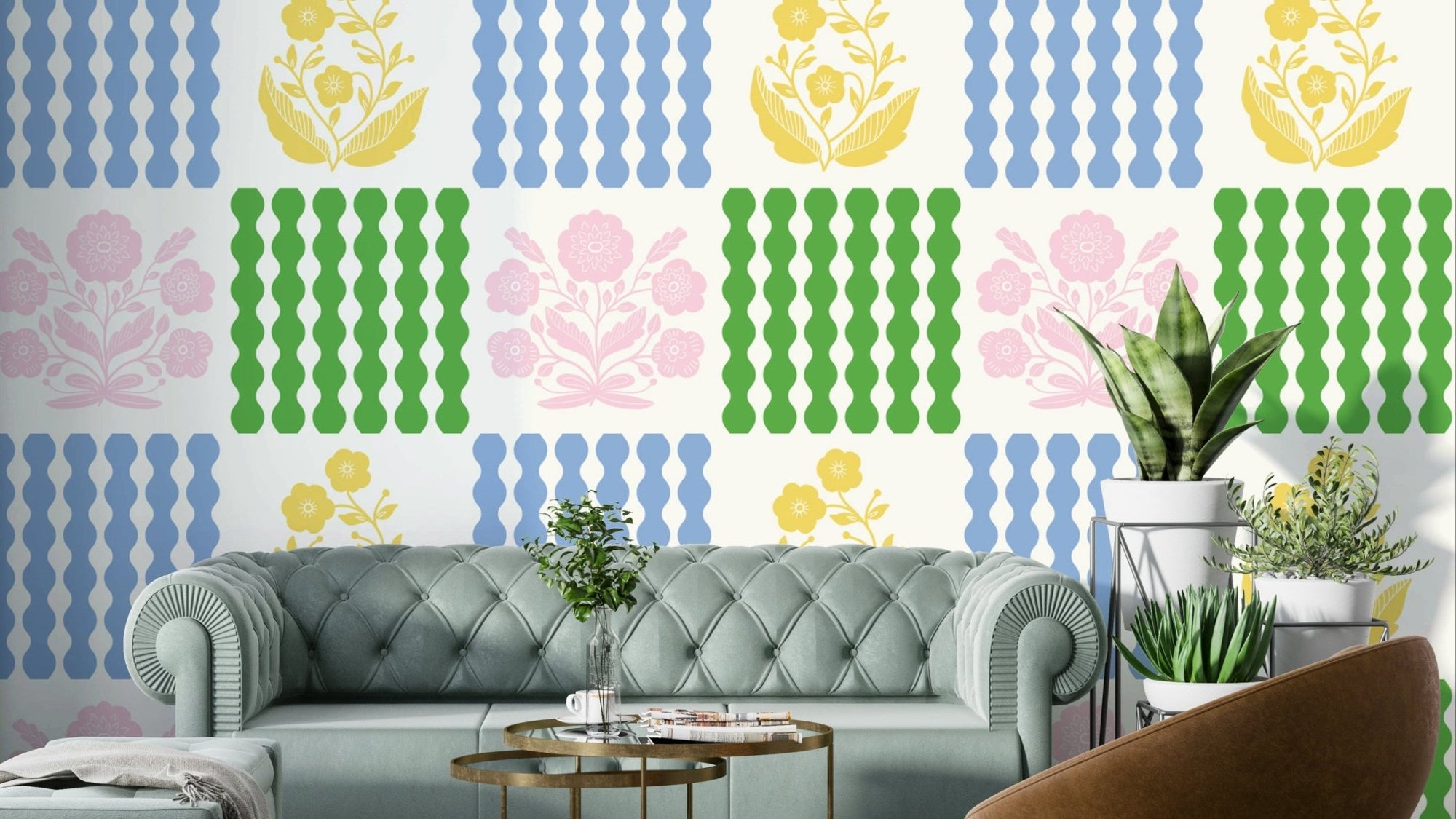 Dynamic, undulating wave motifs.

