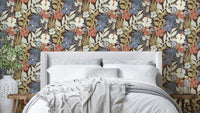 Retro Garden Reverie Wallpaper with vibrant floral patterns

