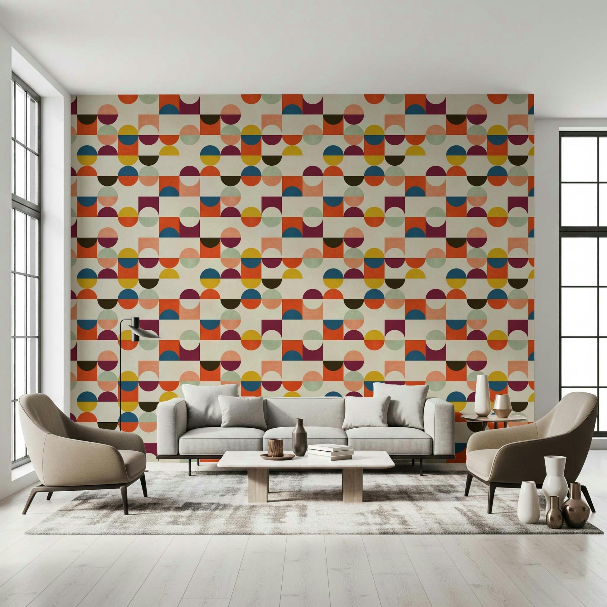 Modern geometric wallpaper with earthy color palette
