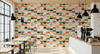 Retro circle block wallpaper in warm tones
