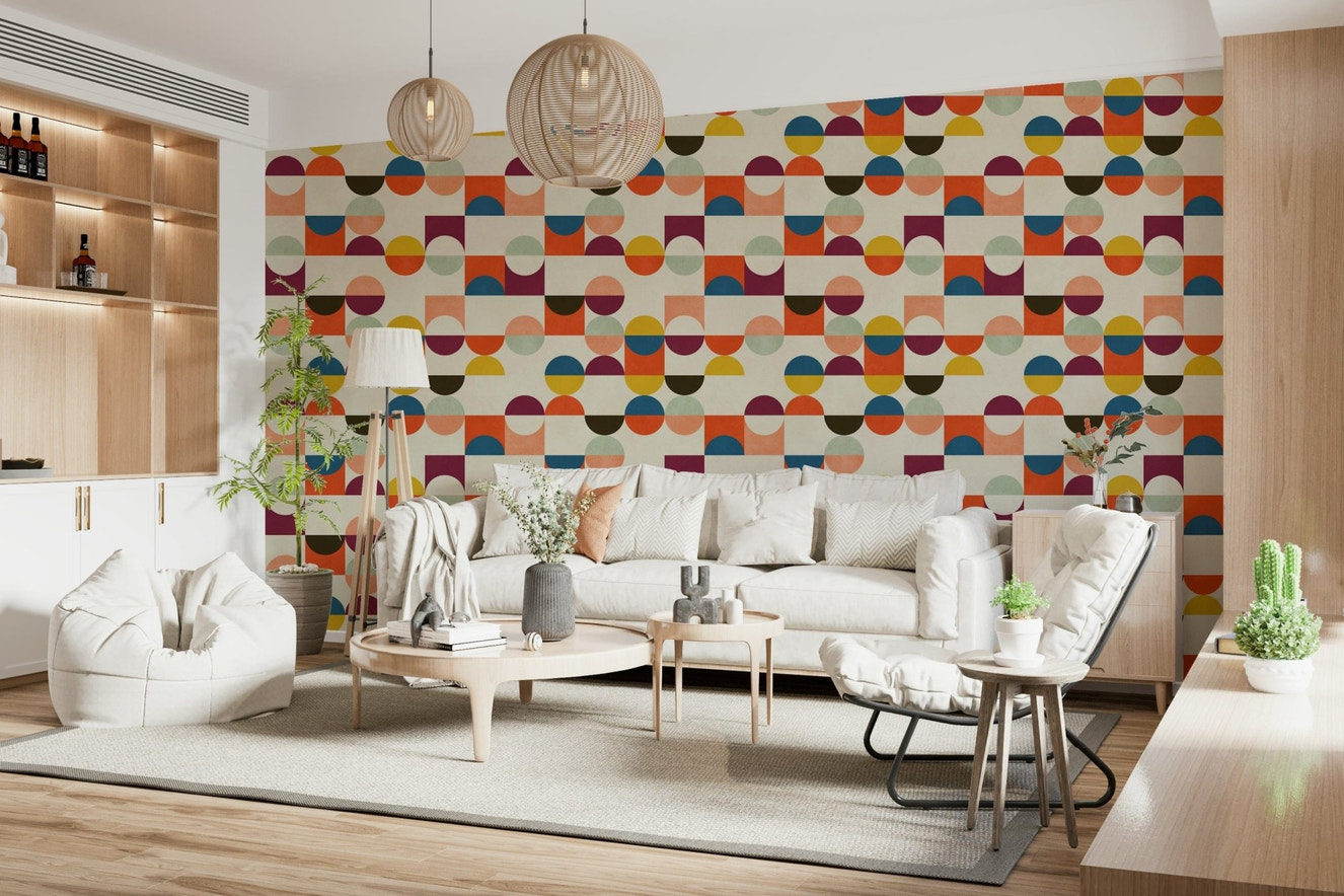 Retro Geo Harmony wallpaper for walls geometric circles