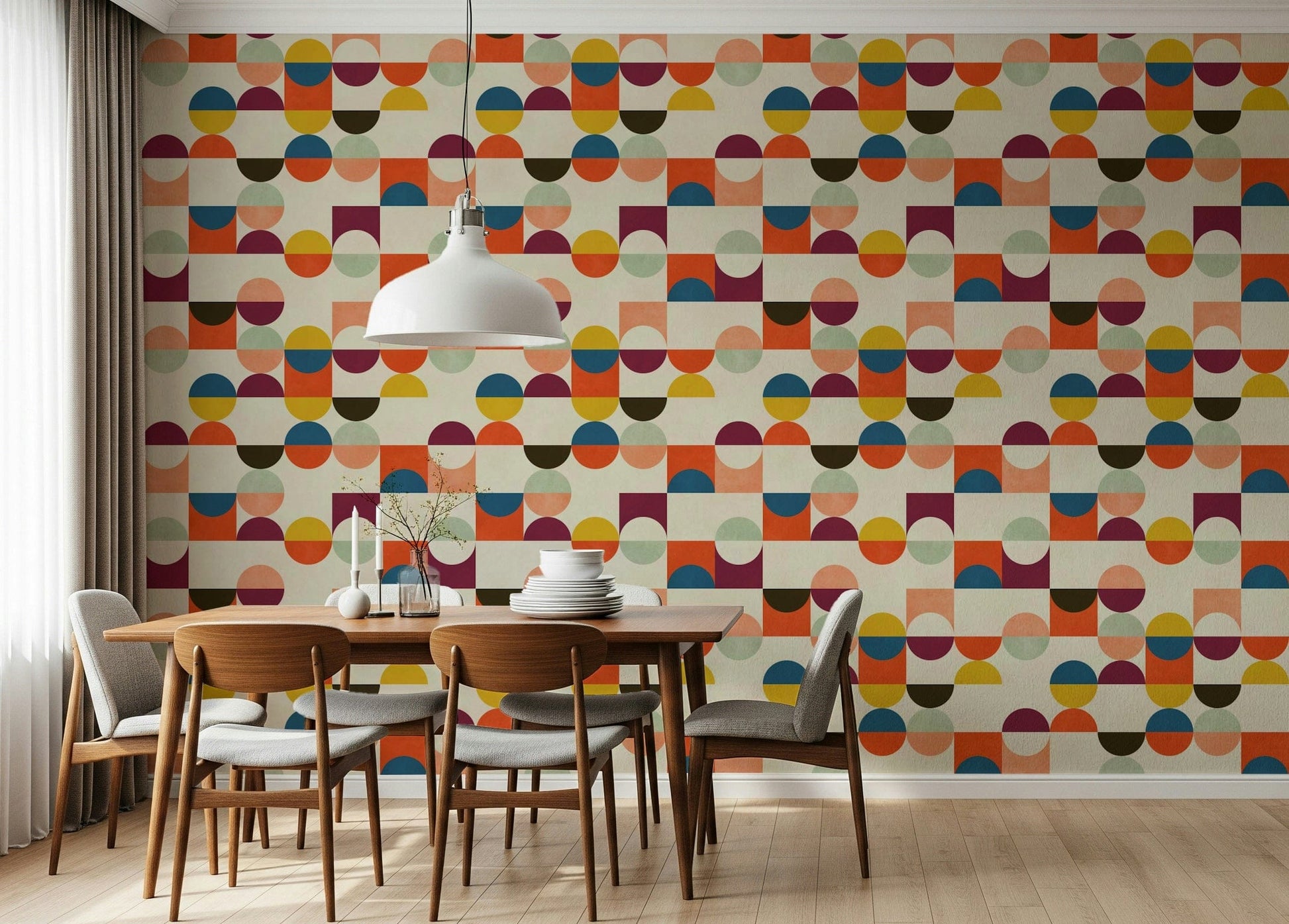 Abstract design Retro Geo Harmony peel and stick wallpaper