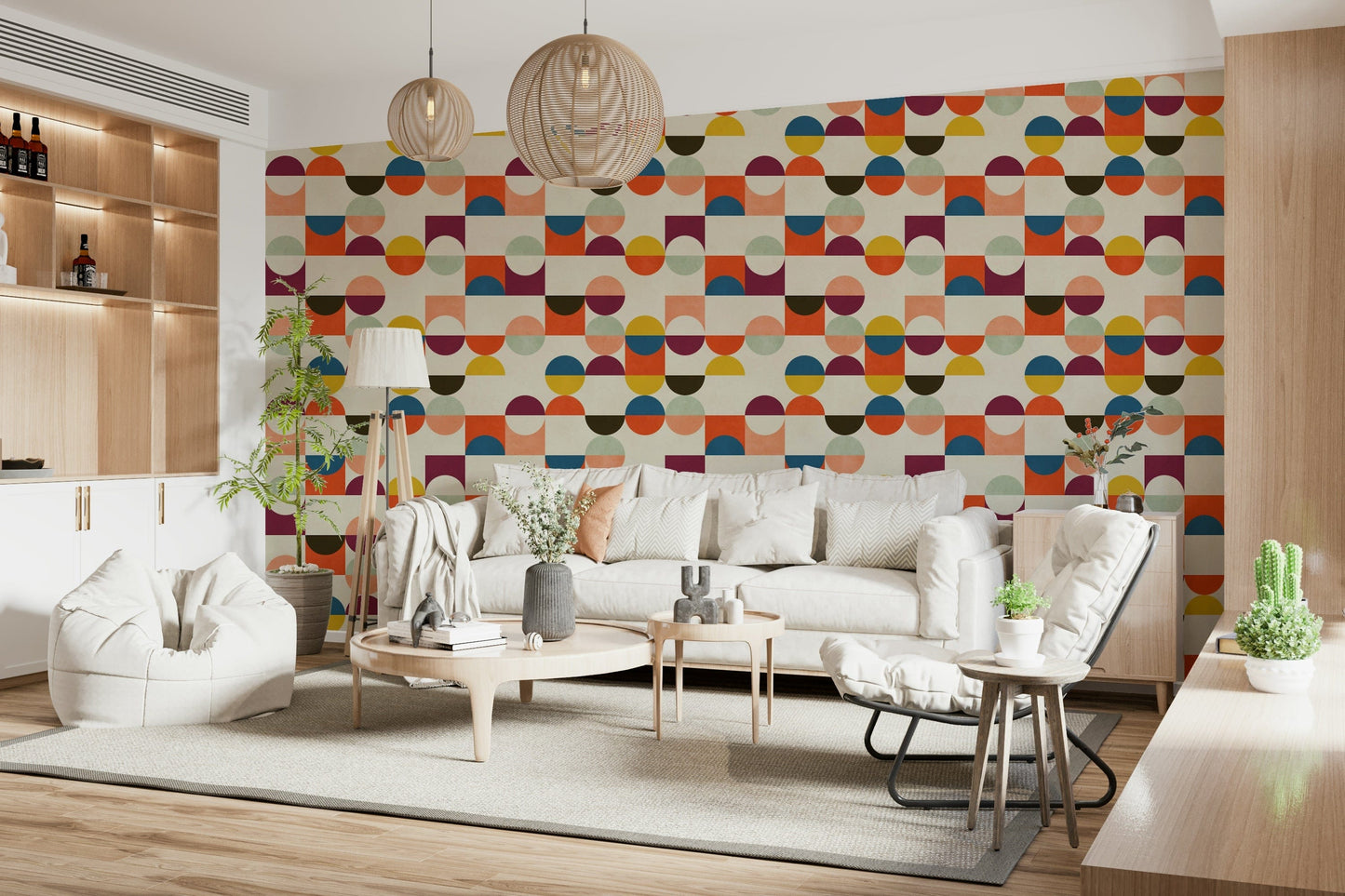 Retro Geo Harmony wallpaper for walls geometric circles