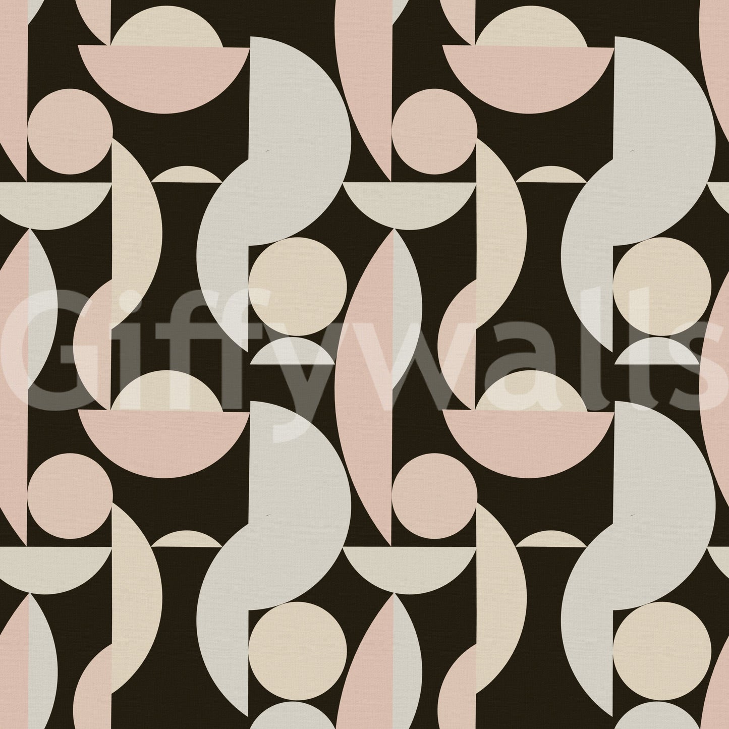 Bold shape Retro Geometry mural, dynamic interlocking pattern.