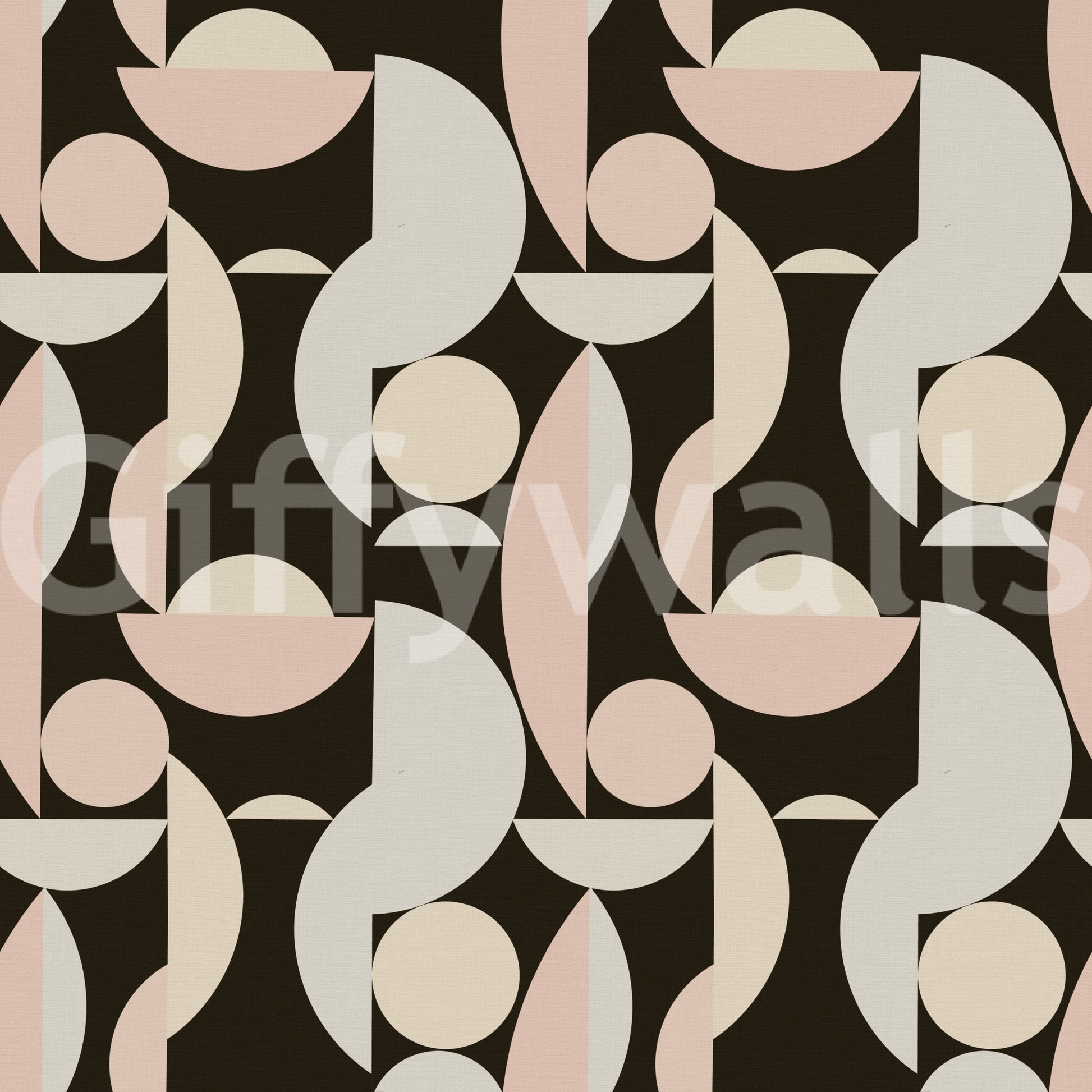 Bold shape Retro Geometry mural, dynamic interlocking pattern.